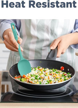 4 Pieces Silicone Spatula Set, Food Grade Rubber Spatula, Upgrade Strong Handle with Ergonomic Grip, Heat Resistant for Nonstick Cookware, Cooking