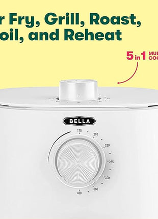 BELLA 2.9QT Manual Air Fryer, No Pre-Heat Needed, No-Oil Frying, Fast Healthy Evenly Cooked Meal Every Time, Removeable Dishwasher Safe Non Stick Pan and Crisping Tray for Easy Clean Up, Matte White