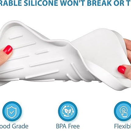 1 Pc Cream Silicone Sponge Holder | Sink Tray for Dish Sponges and Soap Organization | 9.45 x 5.51