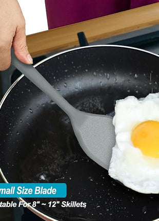 Silicone Spatula Turner Set, High Heat Resistant Spatulas with Seamless One Piece Design, Nonstick Rubber Flippers Utensils for Baking & Cooking,BPA-Free, 2 pack,Black (Grey)