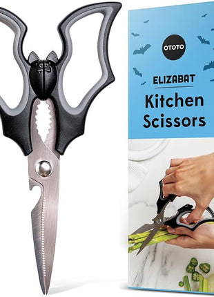 OTOTO Elizabat Kitchen Scissors - Halloween Goth Cute Bat Kitchen Shears, Gothic Scissors Utensils - Spooky Bats Halloween Gifts, Cute Gadgets