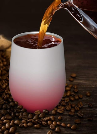 Insulated Wine Tumblers with Lid,12 oz Stainless Steel Stemless Wine Glasses Double Wall Vacuum Travel Tumbler Cup for Coffee, Drinks, Champagne, Beverage, Set of 2