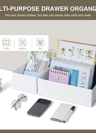 DIMJ Drawer Organizer Clothes, 24 Pack Dresser Organizer, Foldable Closet Organizers and Storage, Fabric Dresser Drawer Organizers, Drawer Dividers for Nursery, Baby Clothes, Underwears, Sock