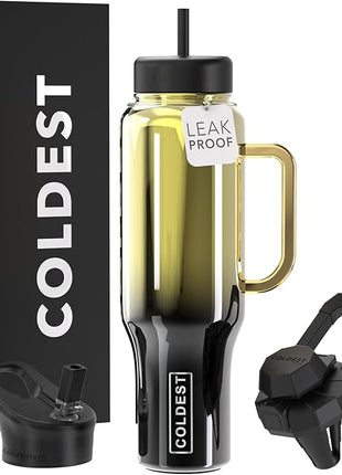 Coldest Tumbler with Handle and Straw - 100% Spill Proof Tumbler with Straw (3 Lids) - Stainless Steel Insulated Leakproof Tumblers for Women & Men - Cup Holder Friendly - 46 oz (Imbued Nova)