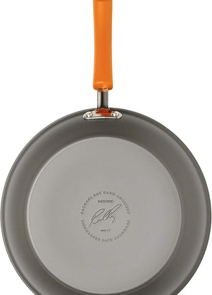 Rachael Ray Brights Hard Anodized Nonstick Frying Pan / Fry Pan / Hard Anodized Skillet - 8.5 Inch, Gray with Orange Handles