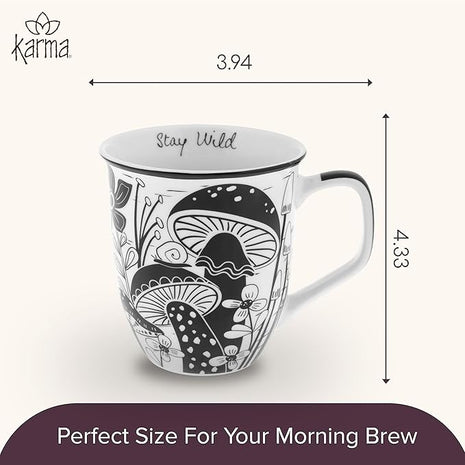 Karma Gifts 14 oz Black and White Boho Mug Celestial - Cute Coffee and Tea Mug - Ceramic Coffee Mugs for Women and Men