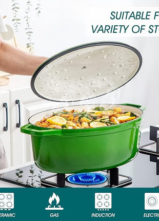 vancasso Enameled Cast Iron Dutch Oven, 9.3 Quart Dutch Oven Pot with Lid, Oval Dutch Oven Cast Iron Pot with Non Stick Enamel Coating for Bread Baking