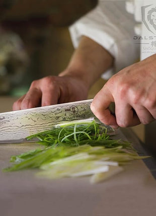 Dalstrong Chef Knife - 9.5 inch Blade - Shogun Series ELITE - Damascus - Japanese AUS-10V Super Steel - Black G10 Handle - Razor Sharp Kitchen Knife - Professional Full Tang Chef's Knife - Sheath