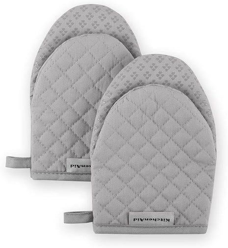 KitchenAid Asteroid Mini Oven Mitt Set, 5.5"x8", Grey, 2 Piece