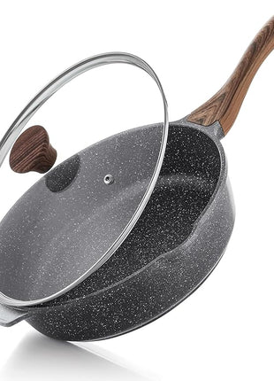 SENSARTE Nonstick Deep Frying Pan Skillet, 11-inch Saute Pan with Lid, Stay-cool Handle, Chef Pan Healthy Stone Cookware Cooking Pan, Induction Compatible