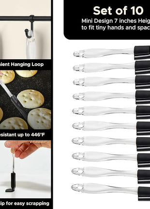 Mini Spatulas Set - 10 Piece Heat Resistant Silicone Spatula - Pro-Grade Multipurpose Kitchen Tool for Baking, Cooking, Mixing, and More - Non-Stick, Dishwasher Safe Bright and Small Spatula - Black
