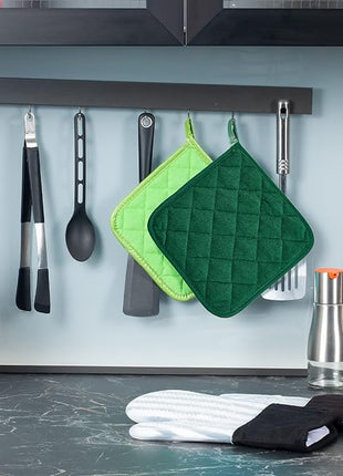 Pot Holders Buffalo Plaid Cotton Heat Resistant Potholder, Pot Holder, Hot Pads, Trivet for Cooking and Baking (5, Dark Green)