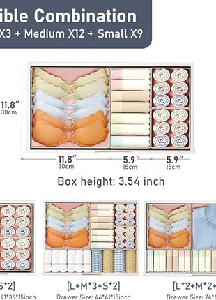 DIMJ Drawer Organizer Clothes, 24 Pack Dresser Organizer, Foldable Closet Organizers and Storage, Fabric Dresser Bins, Drawer Dividers for Nursery, Baby Clothes, Underwears, Sock (Pink)