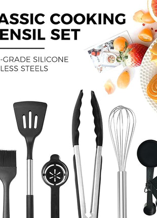 HONGBAKE Bakeware Sets, Baking Pans Set with Kitchen Utensils, Nonstick Oven Pan with Wider Grips, 17 Pieces Including Rack, Cookie Sheet, Cake, Loaf, Muffin, Pizza Pan