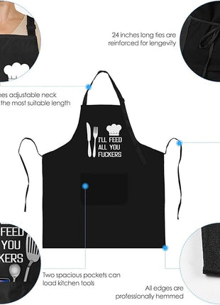 Funny Cooking Aprons for Men Gifts for Dad Husband Boyfriend Brother Unique Birthday Gifts for Men Women BBQ Grilling Apron
