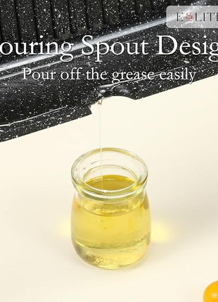 ESLITE LIFE 11 Inch Nonstick Grill Pan for Indoor Cooking, Versatile Induction Square Large Grilling Skillet Steak Pan for Stove Tops, PTFE & PFOA Free, Black