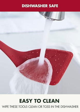 GreenPan Silicone Solid Turner Spatula, Flipping Cooking Kitchen Utensil, Flexible Rubber Nonstick Cookware, Rigid Steel Core, Heat-Resistant, Anti-Slip Handle, BPA-Free, Dishwasher Safe, Red