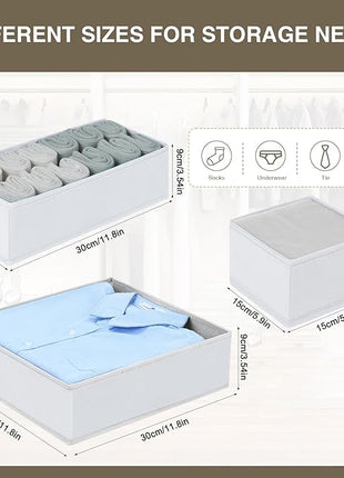 DIMJ Drawer Organizer Clothes, 12 Pack Fabric Closet Organizers and Storage, Foldable Baby Clothes Organizer & Dresser Bin For Nursery, Bedroom, Closet, Socks, Bra, Tie,White
