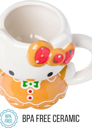 Silver Buffalo Sanrio Hello Kitty Gingerbread Dress 3D Sculpted Ceramic Mug, 20 Ounces