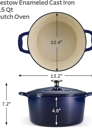 Tramontina Bestow Enameled Cast Iron Dutch Oven Pot with Lid, Round 5.5-quart, Blue