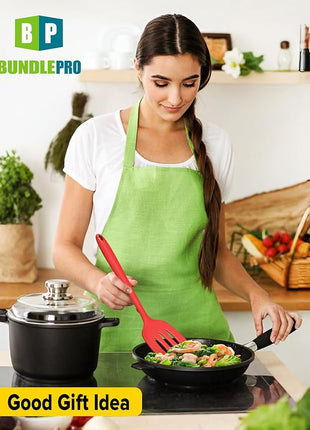 Pack of 2 Silicone Spatula Turners, Non Stick Slotted Kitchen Spatula Set, Heat Resistant BPA Free Kitchen Utensils, One-Piece Design, Suitable for Flipping Fish, Eggs, Steak, Pancakes (RED)