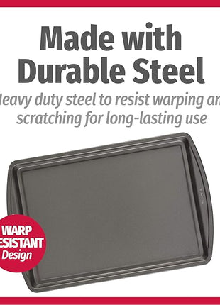 GoodCook Everyday Nonstick Carbon Steel 13” x 9” Baking Sheet Set, 3 Pack – Standard-Sized Carbon Steel Cooking Pans, Bakeware Set, Cookie Sheets for Baking, Oven Pan Set