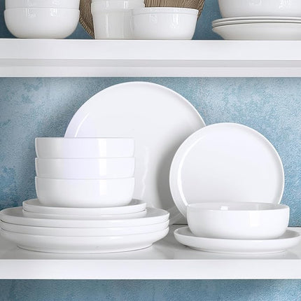 Zulay Kitchen Nova Porcelain Dinnerware Set, Service For 6 - Chip & Scratch Resistant White Plates And Bowls Sets - Microwave & Dishwasher Safe - White