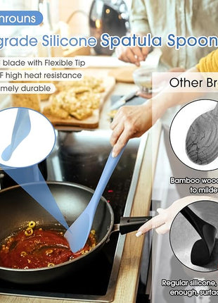 Silicone Spatula Spoon 2-Pack, Rubber Spoonula set Heat Resistant, Seamless Non-Stick Scrapers for Baking Mixing.