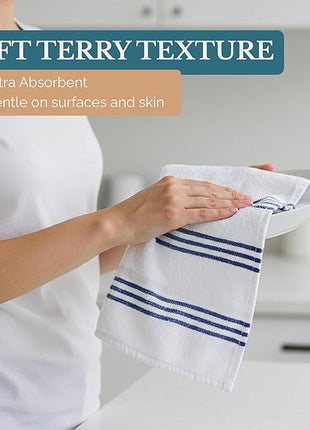 Casa Platino Dish Towels for Drying Dishes and Kitchen Towels and Dishcloths Sets, Cotton Kitchen Towel Set 8 Piece Kit with Mixed Textures, Built for Everyday Wiping, Rinsing, and Spills – Blue