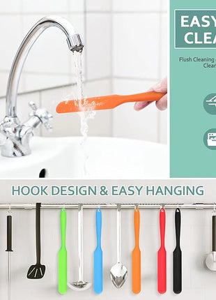 5Pcs Silicone Jar Spatulas - Cake Cream Spatulas Set, 9.8 inch Non-Stick Heat Resistant Mixing Butter Spatulas Baking Scrapers for Jars Blenders Cooking Stirring (5 Color)