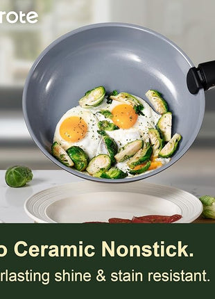 CAROTE 17PCS Ceramic Cookware Sets, Black and Gray, Pots and Pans Set Non Stick Non Toxic, Induction Cookware, Kitchen Cookware Sets, Pots Set for Healthy Cooking
