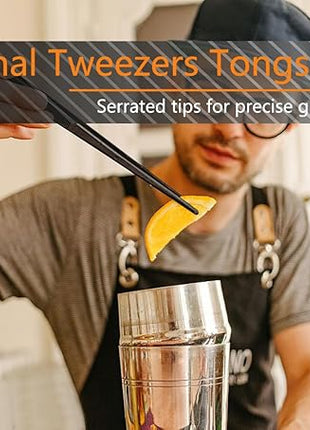 JETKONG 3 Pcs Kitchen Tweezers Tongs, Stainless Steel Cooking Tweezers, 8+10+12 Inch Ideal for meat, pasta, plating and pinching delicate small pieces of food (Black)