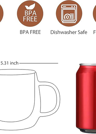 CNGLASS Double Walled Glass Coffee Mugs 10oz,Large Insulated Espresso Cups,Set of 2 Clear Glasses Cappuccino Mug with Handle(Tea Latte Glassware)