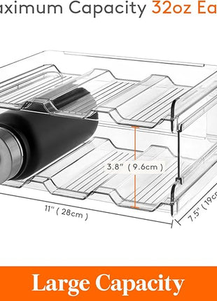 Lifewit Stackable Water Bottle Organizer for Cabinet, Plastic Bottle Holder Fits Bottles & Tumblers up to 3.8" Diameter, Pantry, Countertop & Fridge, Holds 6 Bottles