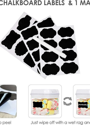 Vtopmart 6 PCS Airtight Food Storage Containers, BPA Free Plastic Snack Containers with Easy Lock Lids, for Kitchen Pantry Organization and Storage, Include 24 Labels, 0.5L