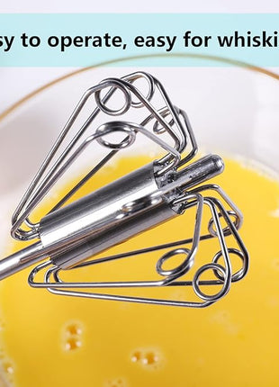 Newness Egg Whisk, [2 Pack 10in & 12in] Stainless Steel Hand Push Whisk Blender for Home - Versatile Tool for Egg Beater, Milk Frother, Hand Push Mixer Stirrer - Kitchen Utensil for Blending, Whisking