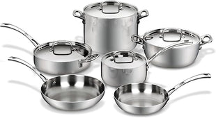 Cuisinart French Classic Tri-Ply Stainless 10-Piece Cookware Set, Silver