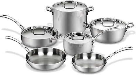 Cuisinart French Classic Tri-Ply Stainless 10-Piece Cookware Set, Silver