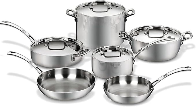 Cuisinart French Classic Tri-Ply Stainless 10-Piece Cookware Set, Silver