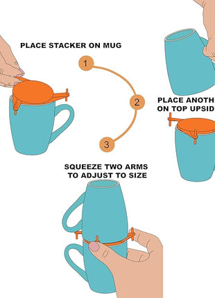 ELYPRO Coffee Mug Organizers and Storage, Kitchen Cabinet Shelf Organizer - Cupboard and Pantry Organization, Expandable Stackable Gadget for Tea Cup and Coffee Mugs, Save Space (Black)