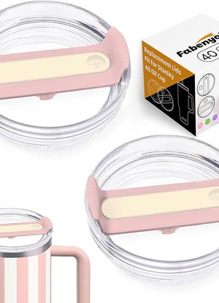 40 OZ Tumbler Lid Replacement Fit for Stanley Cup, 2 Pack Clear Replacement Lids Fit for Stanley Travel Tumbler, Spill Proof Tumbler Covers for Stanley Cup Accessories (Peach Whip Cabana Gloss)