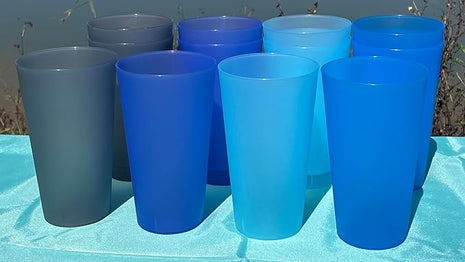 32-oz Unbreakable Drinking Cups - Reusable Large Plastic Tumblers set of 12, BPA Free Dishwasher Safe in 4 Assorted Colors for Indoor Outdoor Use
