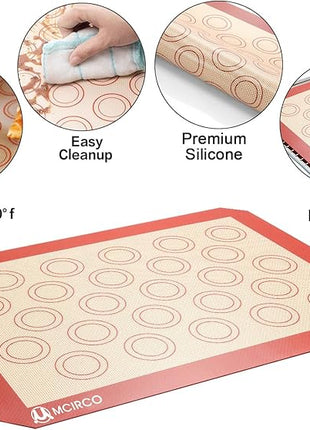 MCIRCO 6 Piece Stainless Steel Baking Sheet with Rack with Silicone Baking Mat Set (2 Pans + 2 Racks + 2 Mats), 12.4 x 9.6 x 1 Inch Cookie Sheet with Cooling Rack, Easy Clean