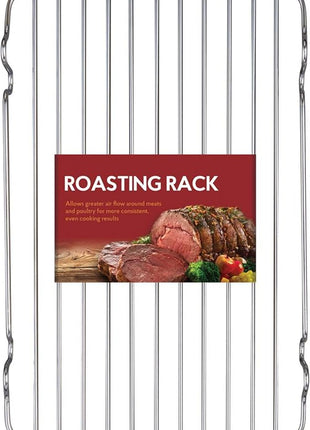 HIC Kitchen Roasting Baking Broiler Rack, Chrome-Plated Steel, Holds Smaller Food Securely, 12 x 7.75 x 1.5-Inches