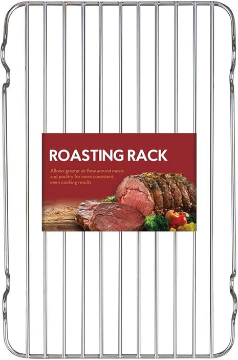 HIC Kitchen Roasting Baking Broiler Rack, Chrome-Plated Steel, Holds Smaller Food Securely, 12 x 7.75 x 1.5-Inches