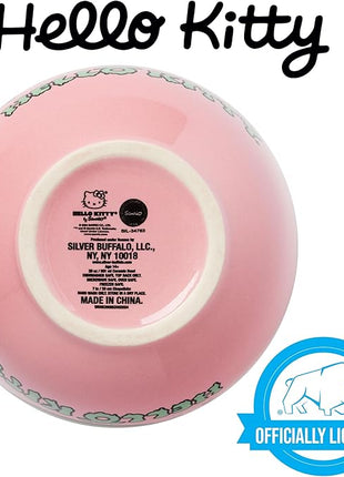 Silver Buffalo Sanrio Hello Kitty Halloween Spooky Frankenstein Ceramic Ramen Bowl with Chopsticks, Microwave Safe, 20 Ounces