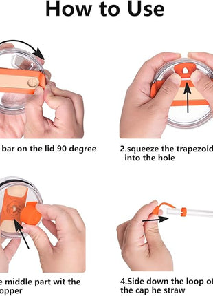 Silicone Spill Stopper Set Compatible with Stanley Cup 2.0 30oz & 40oz with Straw Cover (Set of 2, Tigerlily)