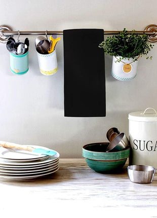 Urban Villa Kitchen Towels, Premium Quality,Solid Satin Weave 100% Cotton Dish Towels, Ultra Soft (Size: 20X30 Inch), Black Highly Absorbent Bar Towel & Tea Towel(Set of 3) - Halloween