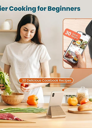 Nuwave Brio 10-in-1 Air Fryer, 6 QT Airfryer Capacity with Smart Probe, Roast Grill Bake for Fast Meals, One-Touch Digital Controls, Powerful 1800W Fryer, 100 Recipes, Removable Divider & Grill Pan