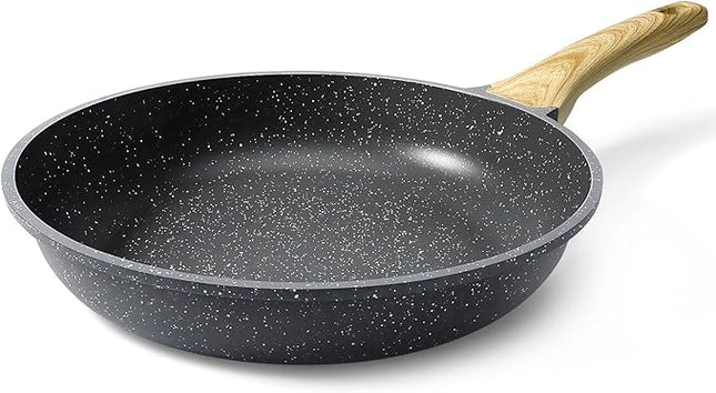 GiPP Nonstick Frying Pan Skillet - 8" Grey Granite Non Stick Pans, Omelette Pan with Heat-Resistant Handle, Compatible with All Stovetops, PFOA Free